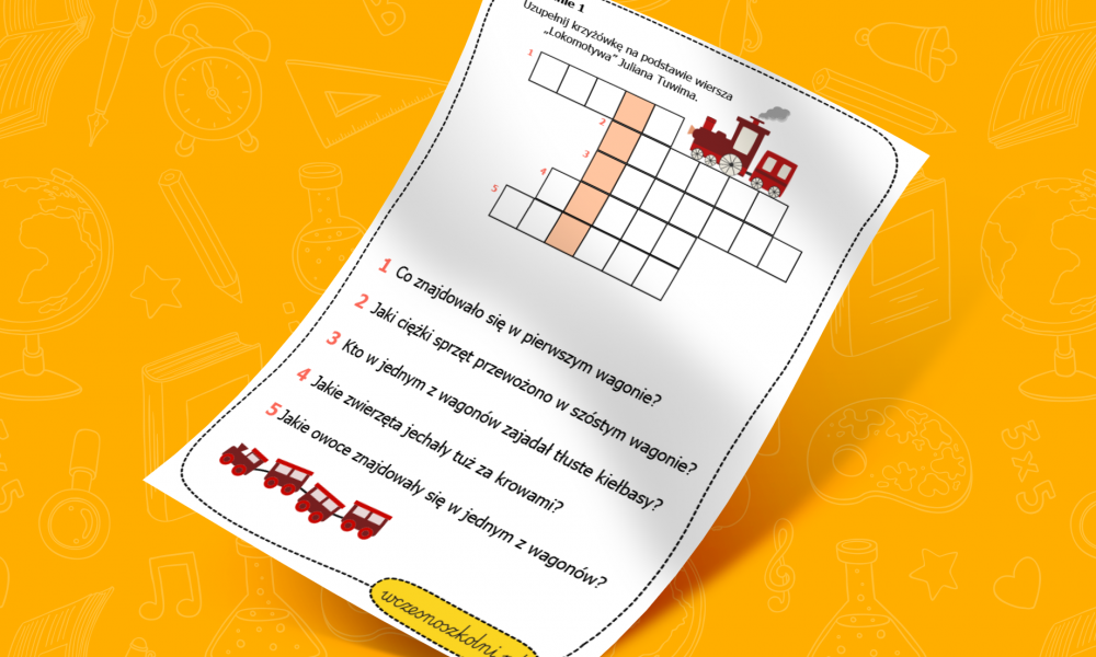 Co jedzie w ostatnim wagonie pociągu z wiersza Lokomotywa?